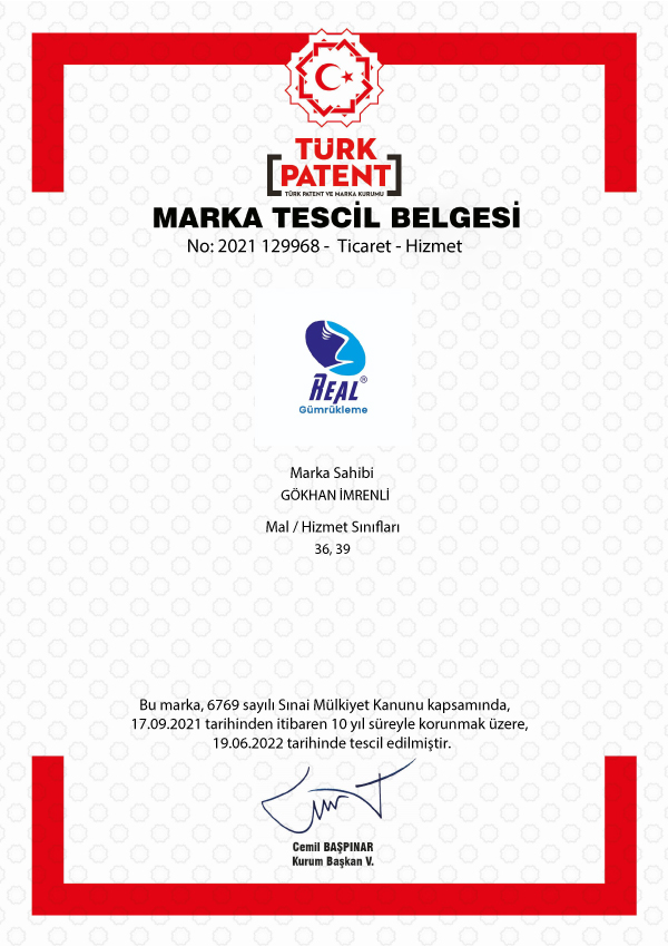 REAL Gümrükleme Marka Tescili